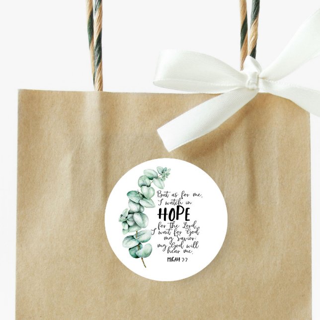 Biblia Verse Esperanza Eucalyptus Pegatina redonda (Subido por el creador)