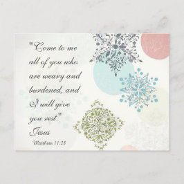 Biblia Verse Matthew 11:28 Tarjeta de diseño de ép