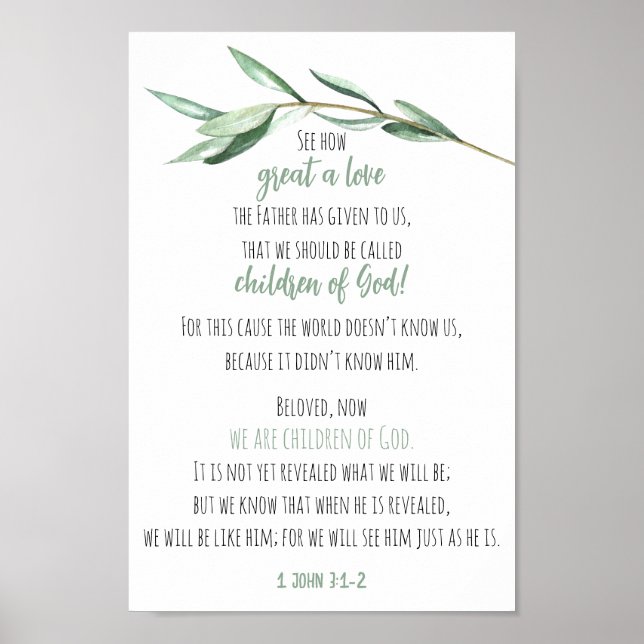 Biblia Verse Scripts Muro Arte Eucalipto 1 Juan (Frente)