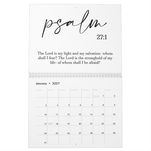 Biblia Verso dos páginas Calendario blanco medio (Jan 2027)