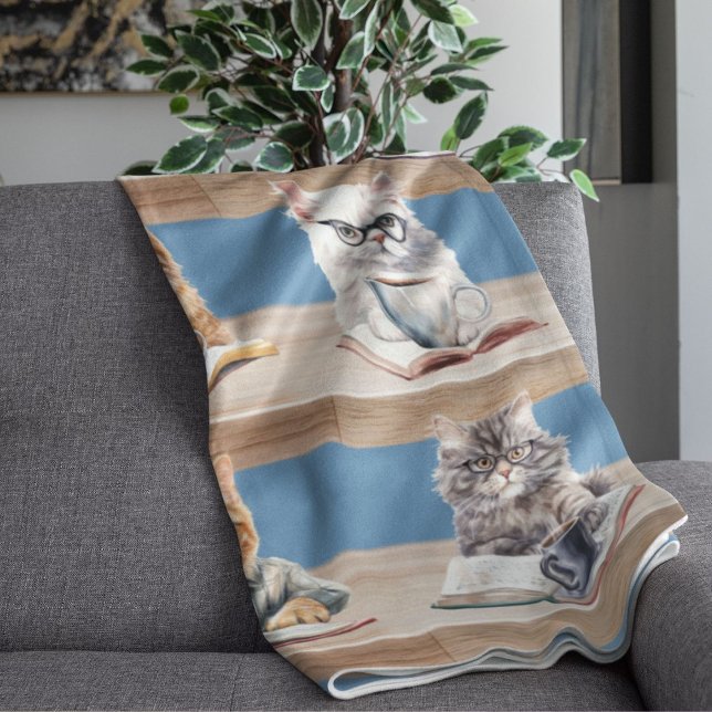 biblioteca de gatos de mantas de lectura acogedora (Subido por el creador)
