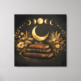 Biblioteca Mística Dorada y Arte Boho Lunar Botáni