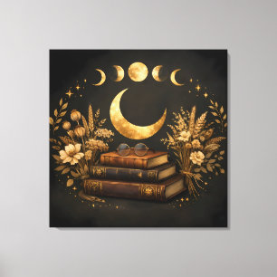 Biblioteca Mística Dorada y Arte Boho Lunar Botáni
