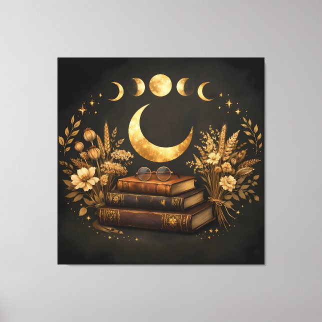 Biblioteca Mística Dorada y Arte Boho Lunar Botáni (Anverso)