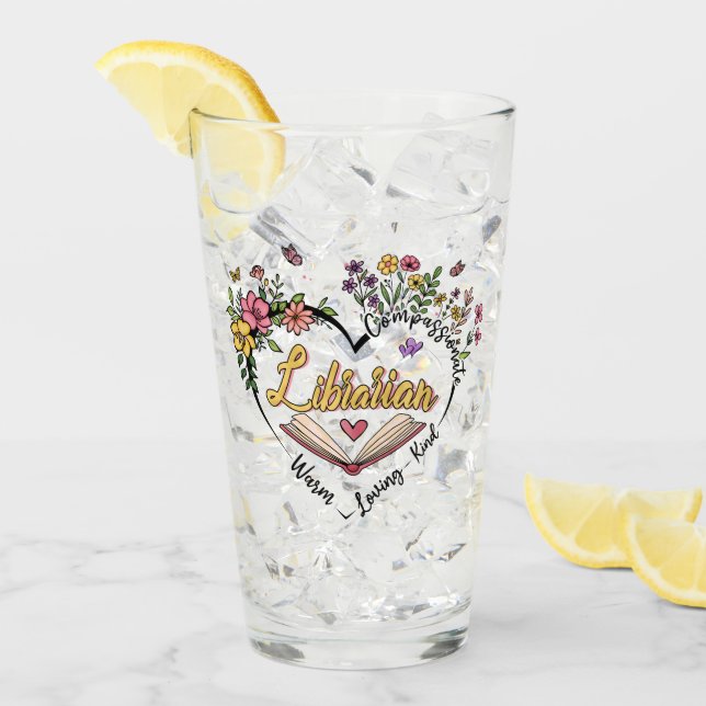 Bibliotecario compasivo - Diseño de Corazón Floral (Anverso (hielo))