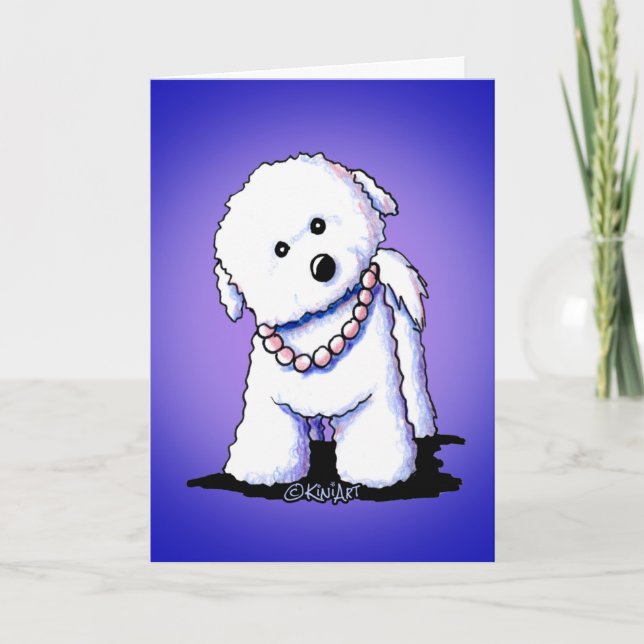 Bichon En La Tarjeta De Saludo De Perlas (Anverso)