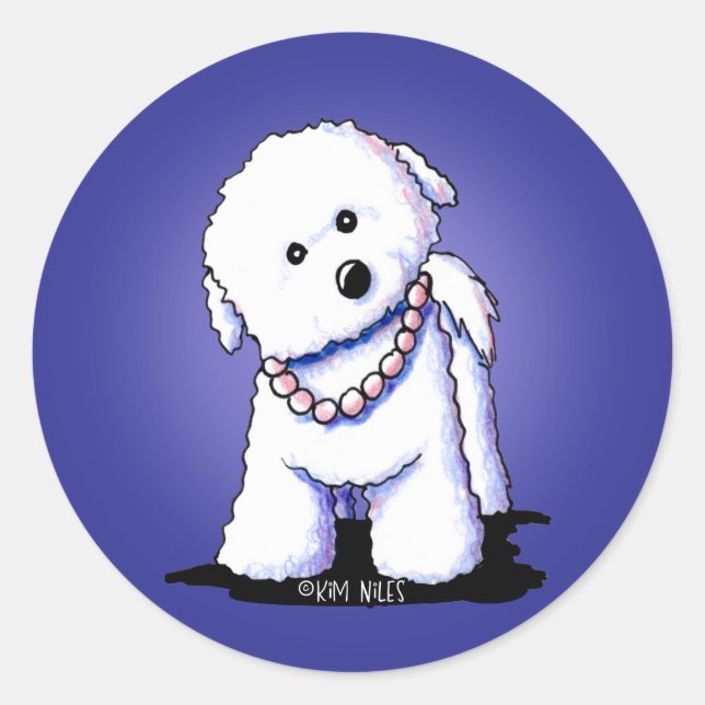 Bichon En Pegatinas De Perlas (Anverso)