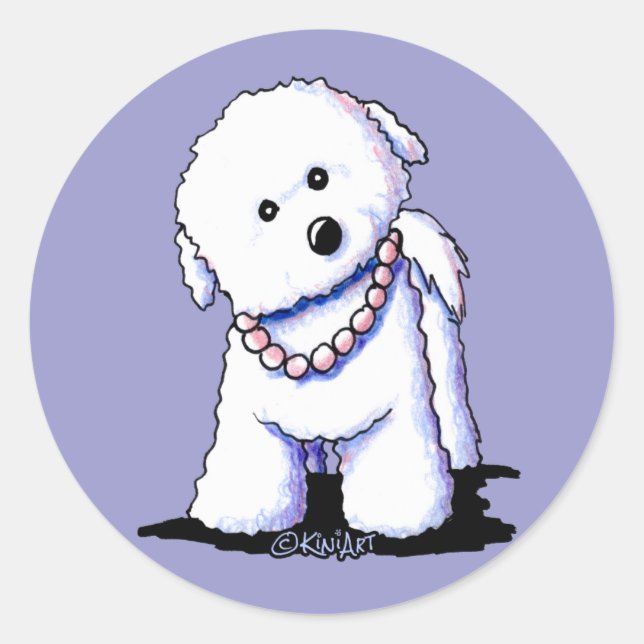 Bichon En Pegatinas De Perlas (Anverso)