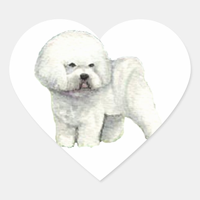Bichon Frise Dog Art Heart Pegatina (Anverso)