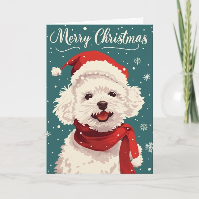 Bichon Frise Merry Navidad personalizada (Anverso)