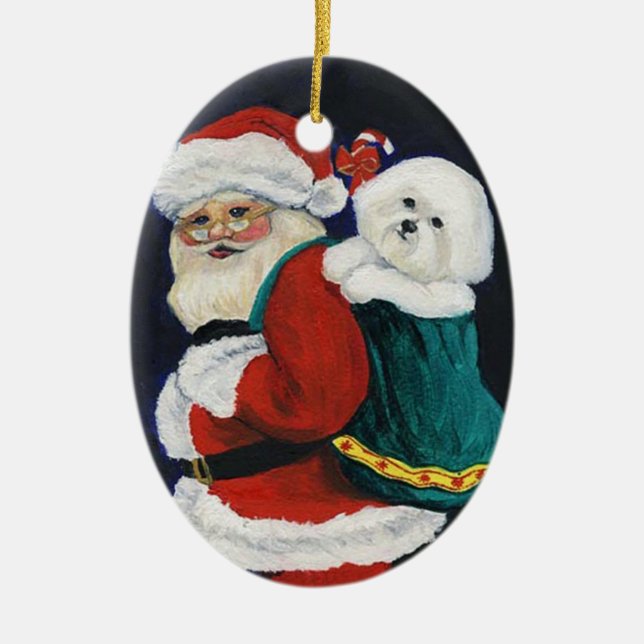 Bichon Frise y ornamento del navidad del arte de (Frente)