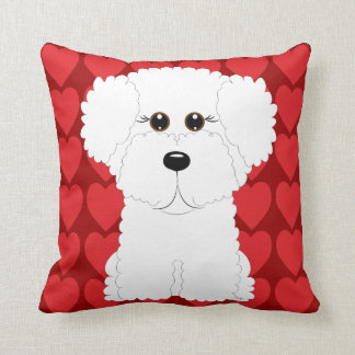 Bichon lindo Frise y Cojín decorativo de los