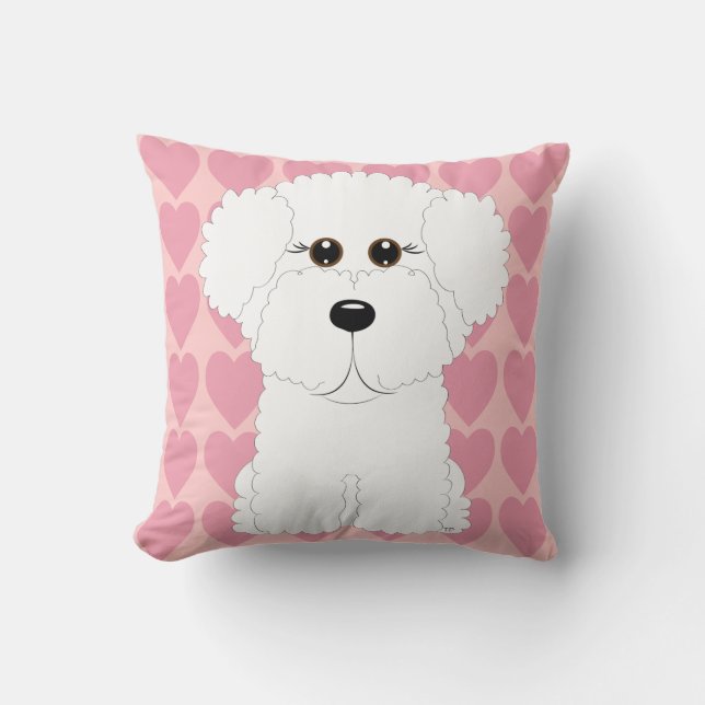 Bichon lindo Frise y Cojín decorativo de los (Anverso)