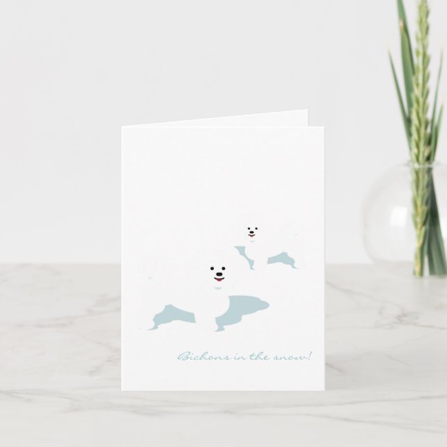 ¡Bichons divertido en la tarjeta de la nieve! (Anverso)