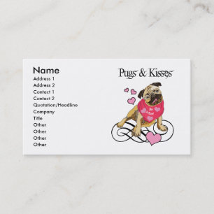 Bichos y besos Valentine Pug con tarjetas de negoc