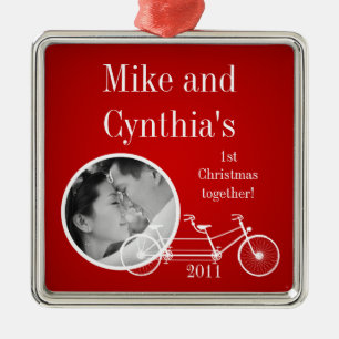 Bici doble roja personalizada del ornamento de la