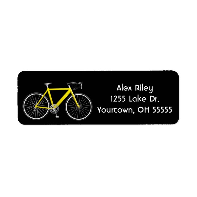 bicicleta amarilla en etiqueta negra (Frente)