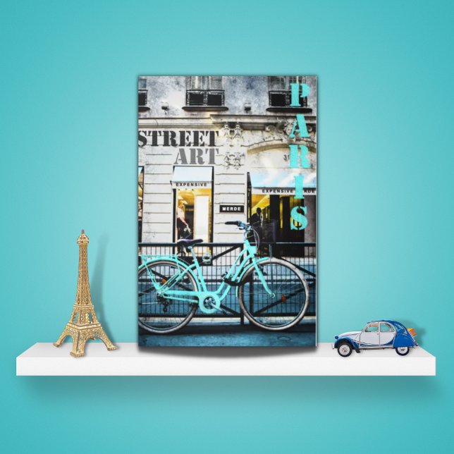 Bicicleta azul en arte fotográfico de París (Subido por el creador)