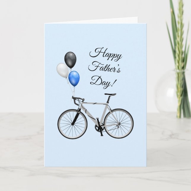 Bicicleta azul y globos Tarjeta del Día del Padre (Anverso)