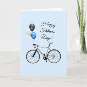 Bicicleta azul y globos Tarjeta del Día del Padre