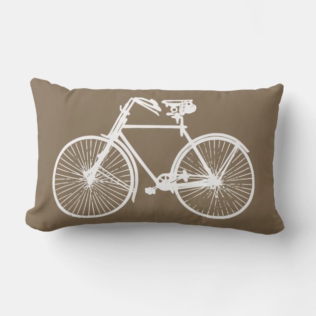 bicicleta blanca Taupe de almohada de tirada marró (Anverso)