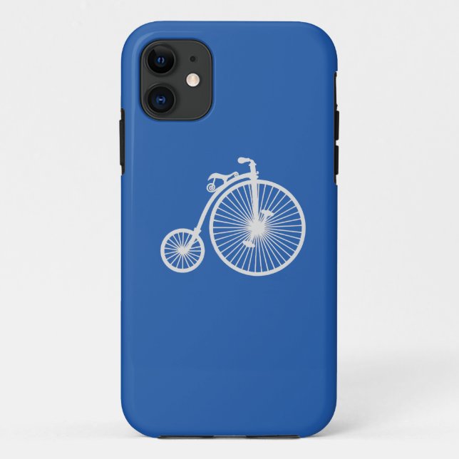 Bicicleta blanca vintage en Funda para iPhone5 azu (Reverso)