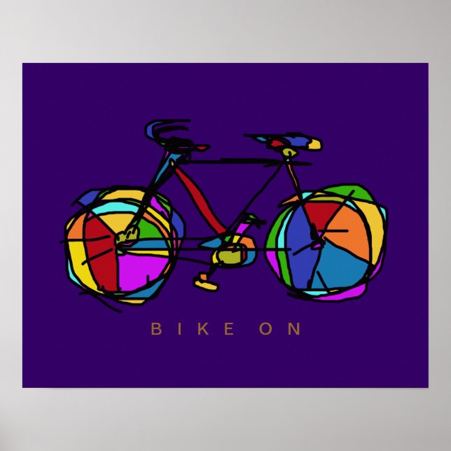 bicicleta colorida sobre decoración violeta (Frente)