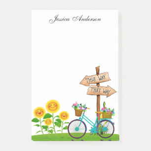 Bicicleta Con Canasta De Flores Notas Post-It