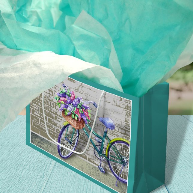 Bicicleta con cesta de flores Bolsa de regalo gran (Subido por el creador)
