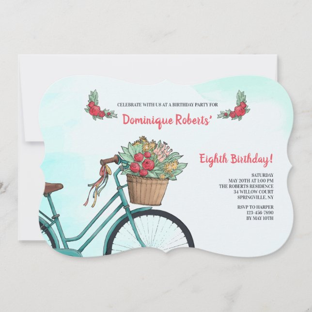 Bicicleta con invitación a flores (Anverso)