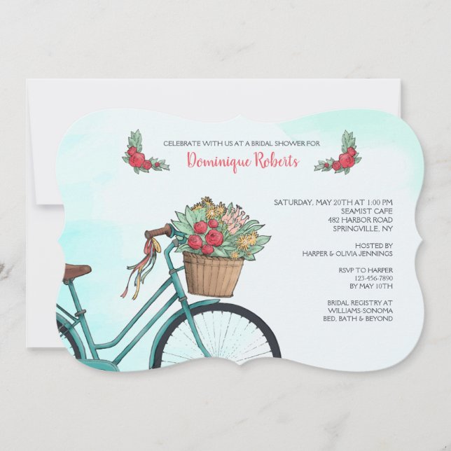 Bicicleta Con Invitación De Flores (Anverso)