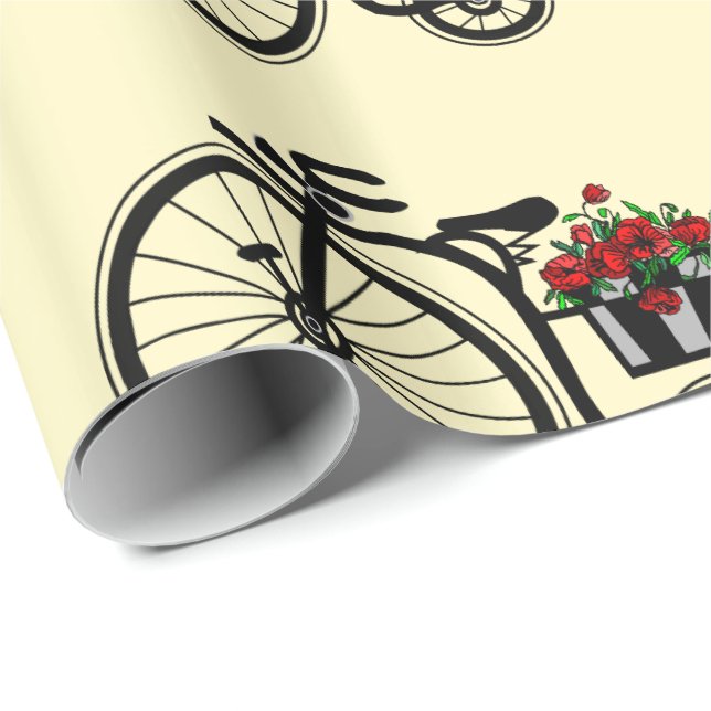 Bicicleta con papel de relleno de flores (Esquina del rollo)