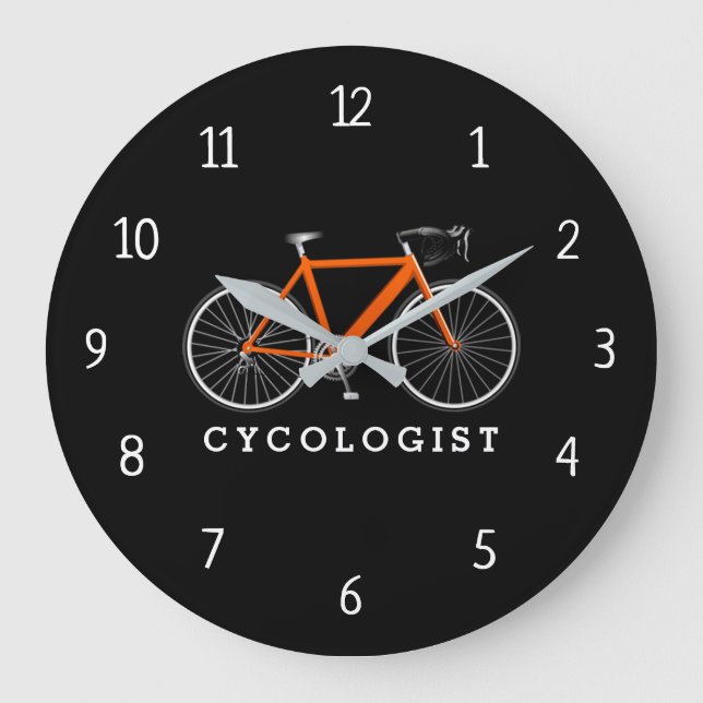 Bicicleta Cycologist Naranja En Reloj Negro Grande (Anverso)