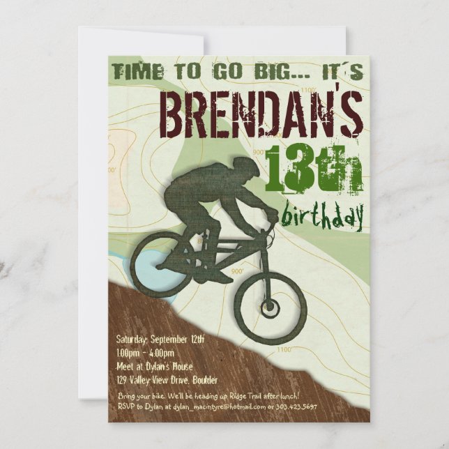 Bicicleta de montaña - Invitación a la fiesta de c (Anverso)