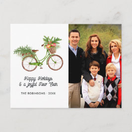 Bicicleta floral de acuarela Navidad foto familiar