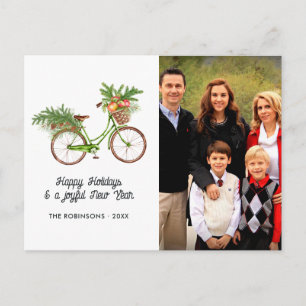 Bicicleta floral de acuarela Navidad foto familiar