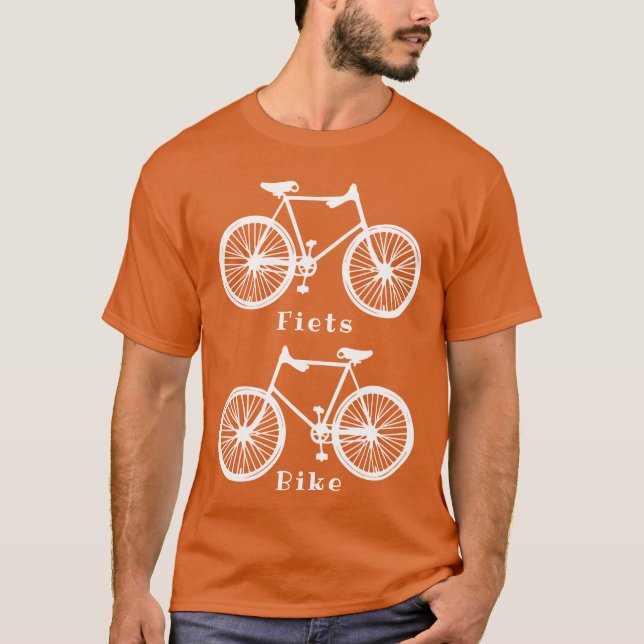 Bicicleta holandesa Fiesta camisa blanca naranja (Anverso)