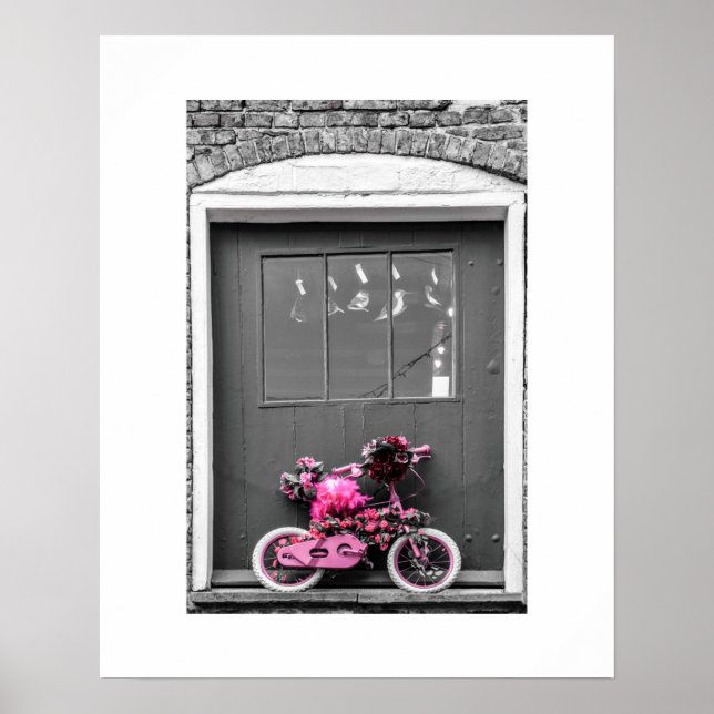 Bicicleta infantil con decoración rosa (Frente)