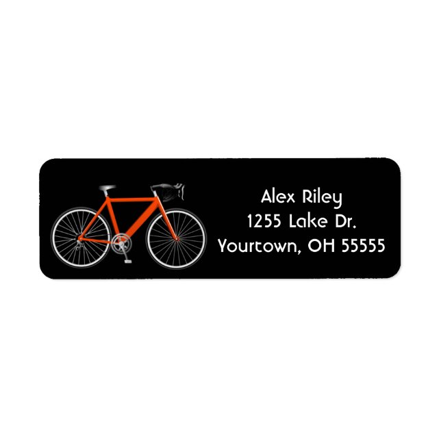 Bicicleta naranja con etiqueta negra (Frente)