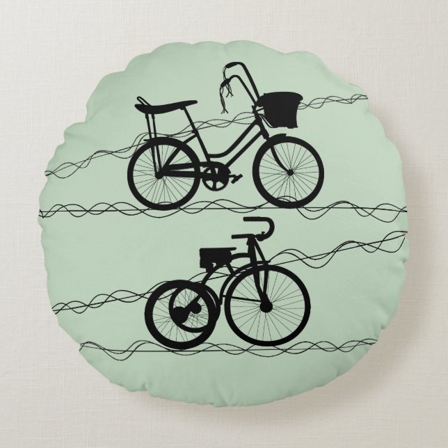 Bicicleta Negro 2 Almohada redonda (Anverso)