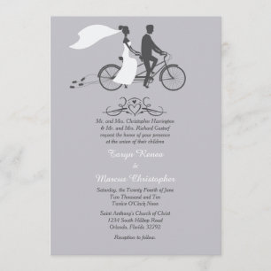Bicicleta Para Dos Invitaciones De Boda 5x7