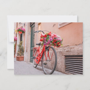 Bicicleta retro y postal floral