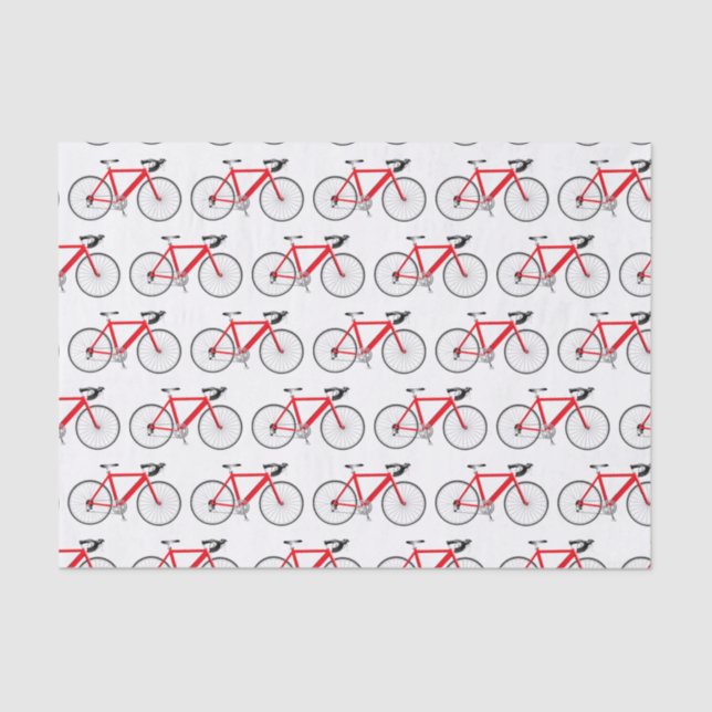 Bicicleta roja sobre papel de tejidos blancos (Anverso)