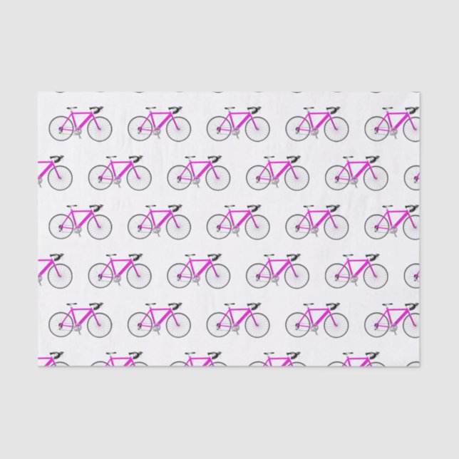 Bicicleta rosa en papel de tejidos blancos (Anverso)