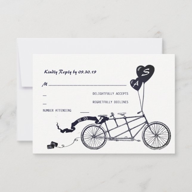 Bicicleta tándem Boda Casual romántica RSVP (Anverso)