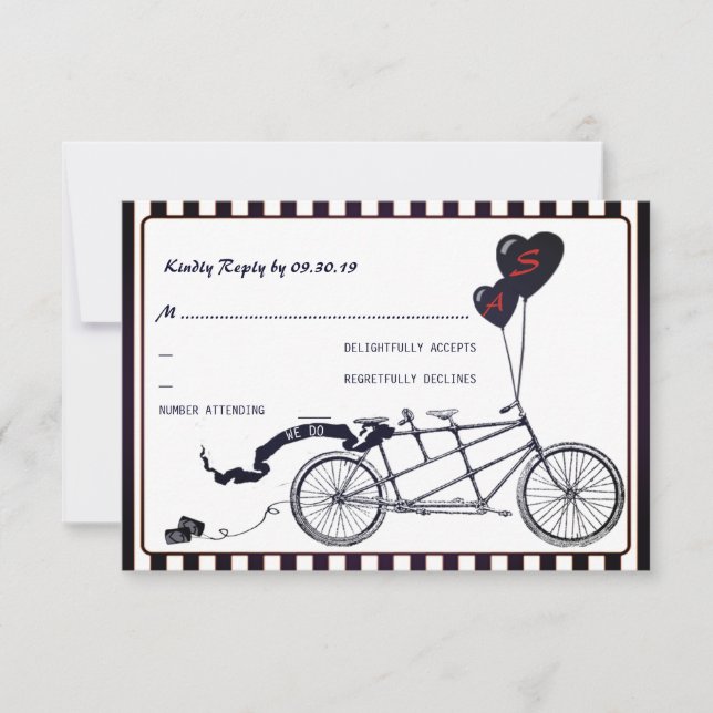 Bicicleta tándem Boda Casual romántica RSVP (Anverso)