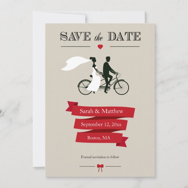 Bicicleta tándem Guardar las tarjetas de fecha (Anverso)