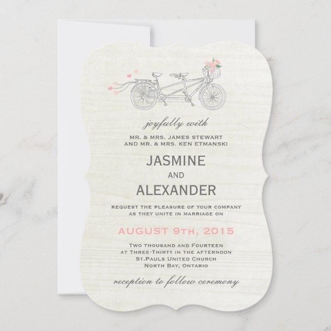 Bicicleta tándem - Invitación de matrimonio (Anverso)