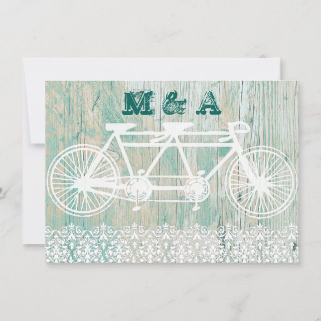 Bicicleta tándem, invitación de WEDDING (Anverso)