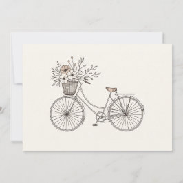 Bicicleta vintage con invitación de cesta en flora